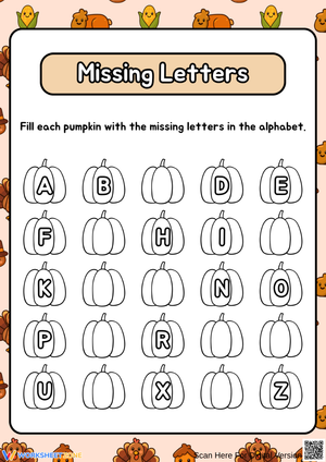 Pumpkin Alphabet Missing Letters Worksheet