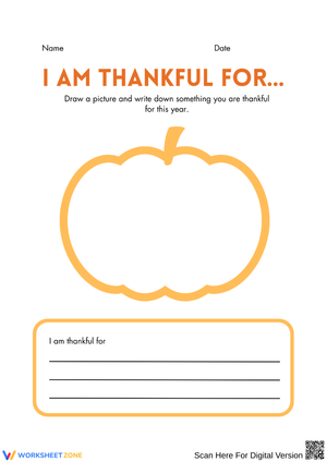 I Am Thankful For Writing and Drawing Worksheet