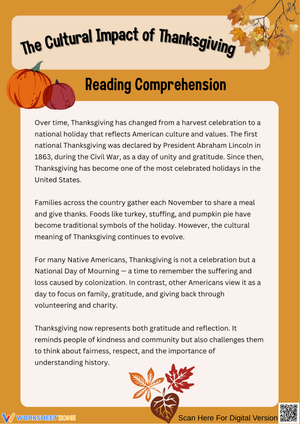 The Cultural Impact of Thanksgiving Reading Comprehension