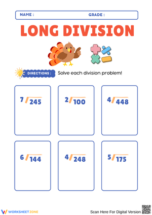 Thanksgiving Division with Multi-Digit Numbers 