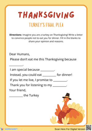 Turkey’s Final Plea Thanksgiving Writing Activity