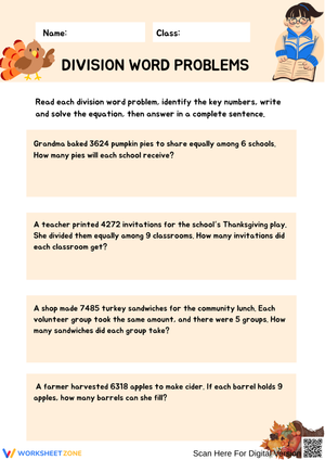 Fun Thanksgiving Division Problems 