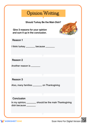 Thanksgiving Opinion Writing – Should Turkey Be the Main Dish?