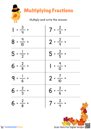 Thanksgiving Math: Multiplying Fractions Practice