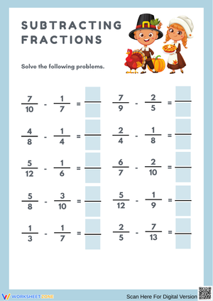 Thanksgiving Math: Fraction Subtraction Challenge