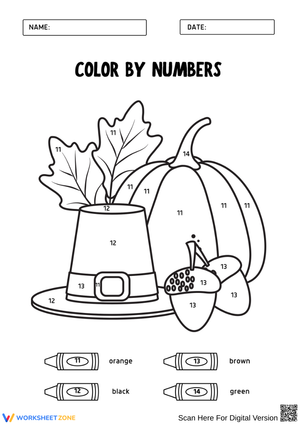Thanksgiving Color by Number Worksheet