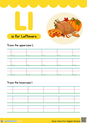Letter L Tracing Worksheet – L is for Leftovers