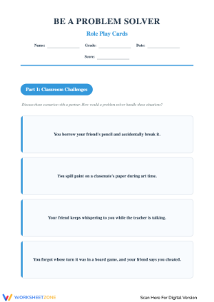 Be a Problem Solver Role Play Cards – Understanding Good and Bad Choices