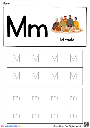 Letter M Tracing Worksheet – M is for Miracle