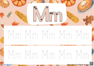 Thanksgiving Letter M Tracing Worksheet for Preschool