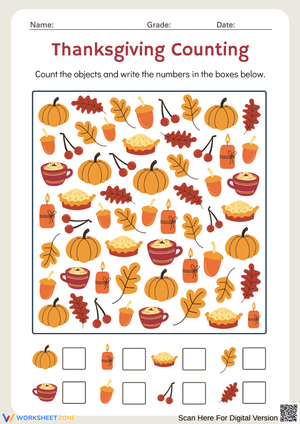 Thanksgiving Counting Activity – Fun Math Worksheet for Kindergarten