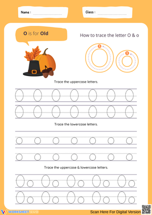 Letter O Tracing Worksheet – O is for Old Thanksgiving