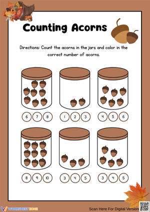 Fall Counting Worksheet – Counting Acorns Activity