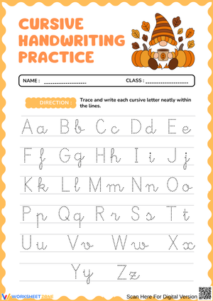 Cursive Alphabet Tracing Worksheet for Kids
