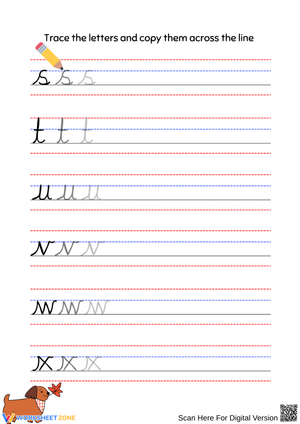 Cursive Handwriting Practice S–X for Kids