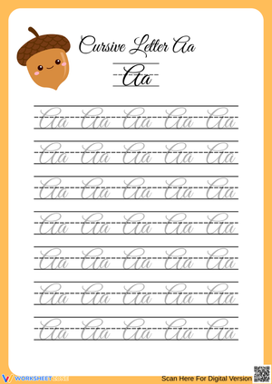 Thanksgiving Cursive Handwriting Practice Letter A