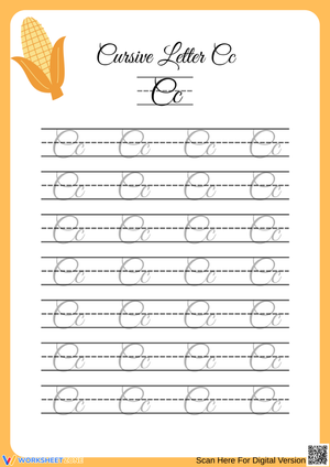 Thanksgiving Cursive Handwriting Practice Letter C