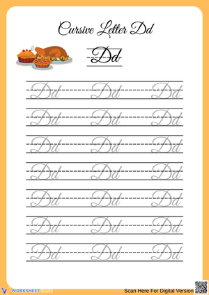 Thanksgiving Cursive Letter D Worksheet