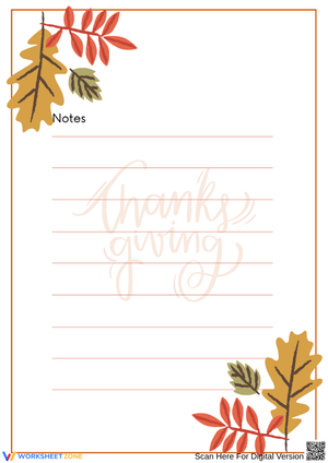 Thanksgiving Notes Writing Template