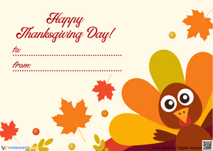 Printable Thanksgiving Card with Turkey Design