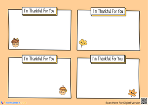 I’m Thankful For You Thanksgiving Writing Cards