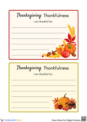 Printable Thanksgiving Thankfulness Cards for Kids