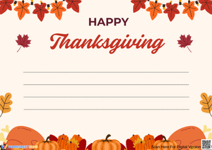 Printable Happy Thanksgiving Writing Template for Kids