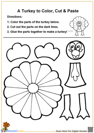 Printable Thanksgiving Turkey Cut and Paste Activity