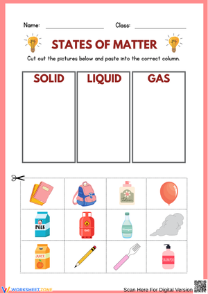 States of Matter Sorting Worksheet
