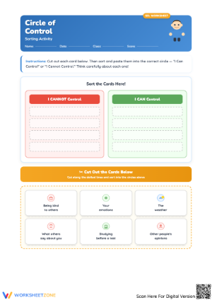 Circle of Control Sorting – Cut & Paste SEL Worksheet