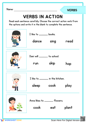 Verbs in Action – Fill in the Blanks Worksheet