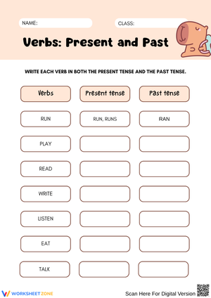 Verbs: Present and Past Tense Worksheet