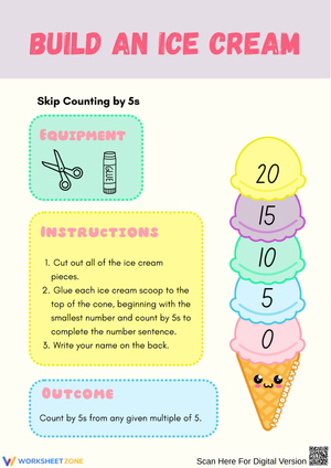Build an Ice Cream – Skip Counting by 5s Worksheet