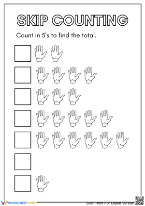 Skip Counting by 5s – Counting Hands Worksheet