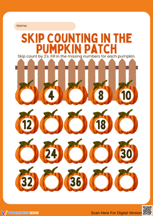 Skip Counting in the Pumpkin Patch Worksheet