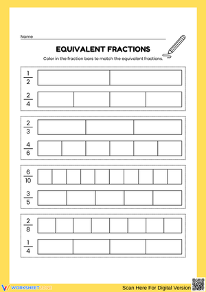 Equivalent Fractions Coloring Worksheet