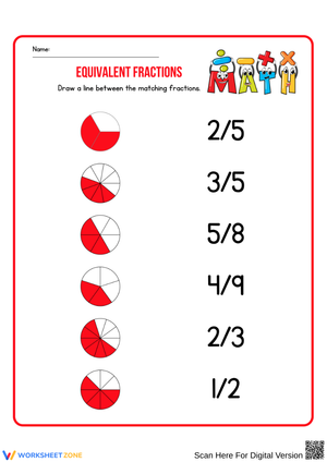 Equivalent Fractions Matching Worksheet