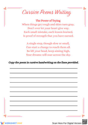 Cursive Poem Writing – The Power of Trying
