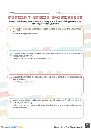 Percent Error Worksheet