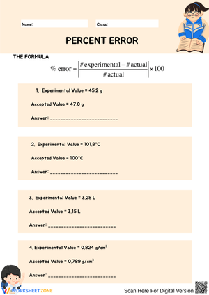Calculate Percent Error Worksheet