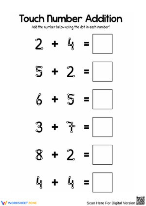 Touch Number Addition Worksheet