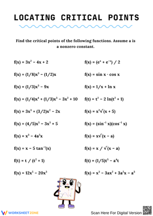 Critical Points Practice Worksheet – Derivatives and Extrema
