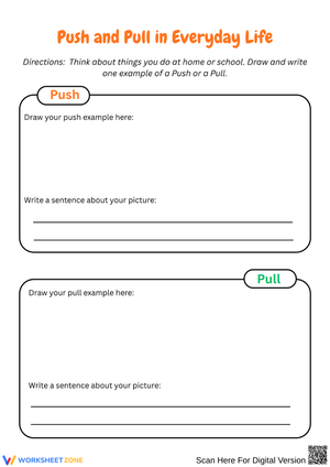 Push and Pull in Everyday Life – Draw and Write Activity