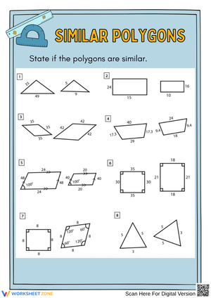 Similar Polygons Worksheet – Identify Shape Similarity