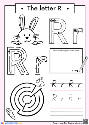 Learn and Trace Letter R Alphabet Worksheet