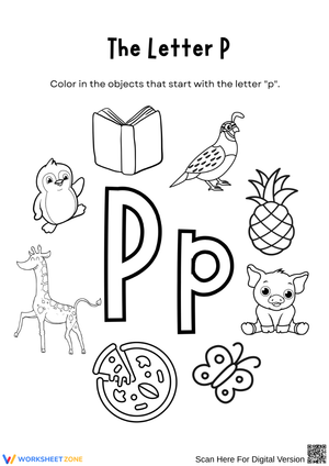 Letter P Coloring Worksheet – Beginning Sound Activity