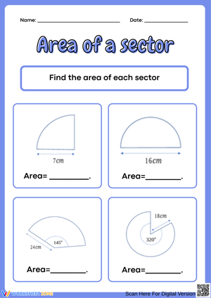 Area of a Sector Worksheet – Calculate Sector Areas (Radius & Angle)