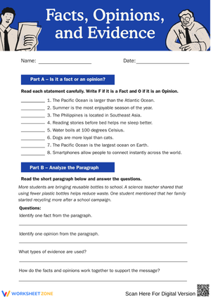 Facts, Opinions, and Evidence – Reading and Thinking Skills