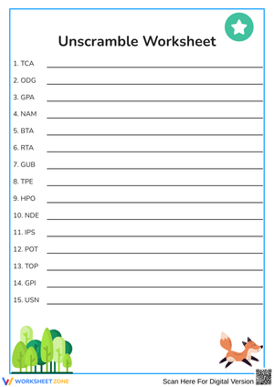 Unscramble the Words – CVC Word Scramble Practice