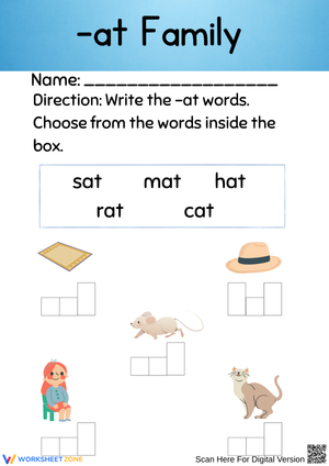 AT Word Family Writing Worksheet